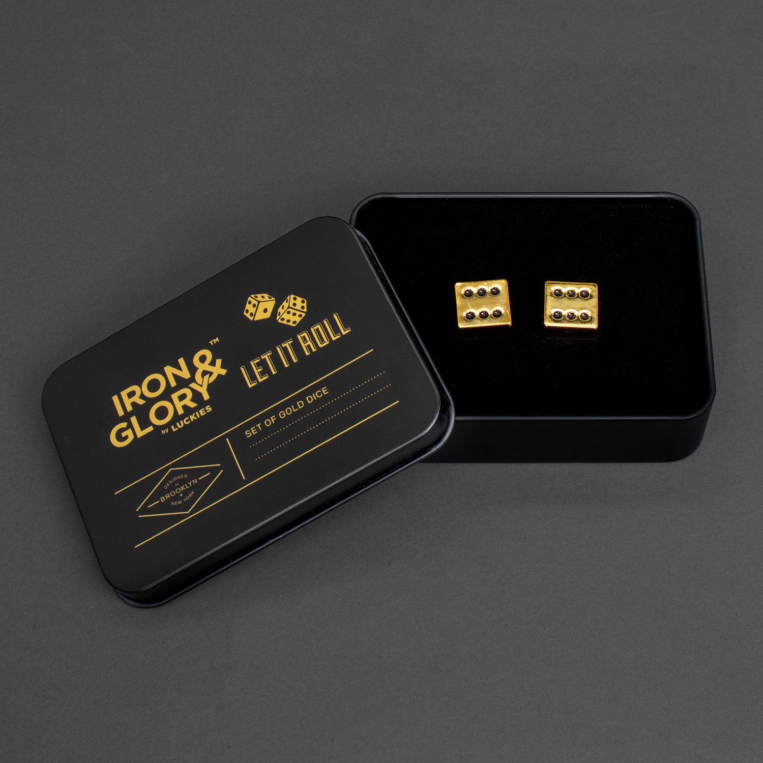 Dobbelstenen (Set Van 2) - Goud - Luckies