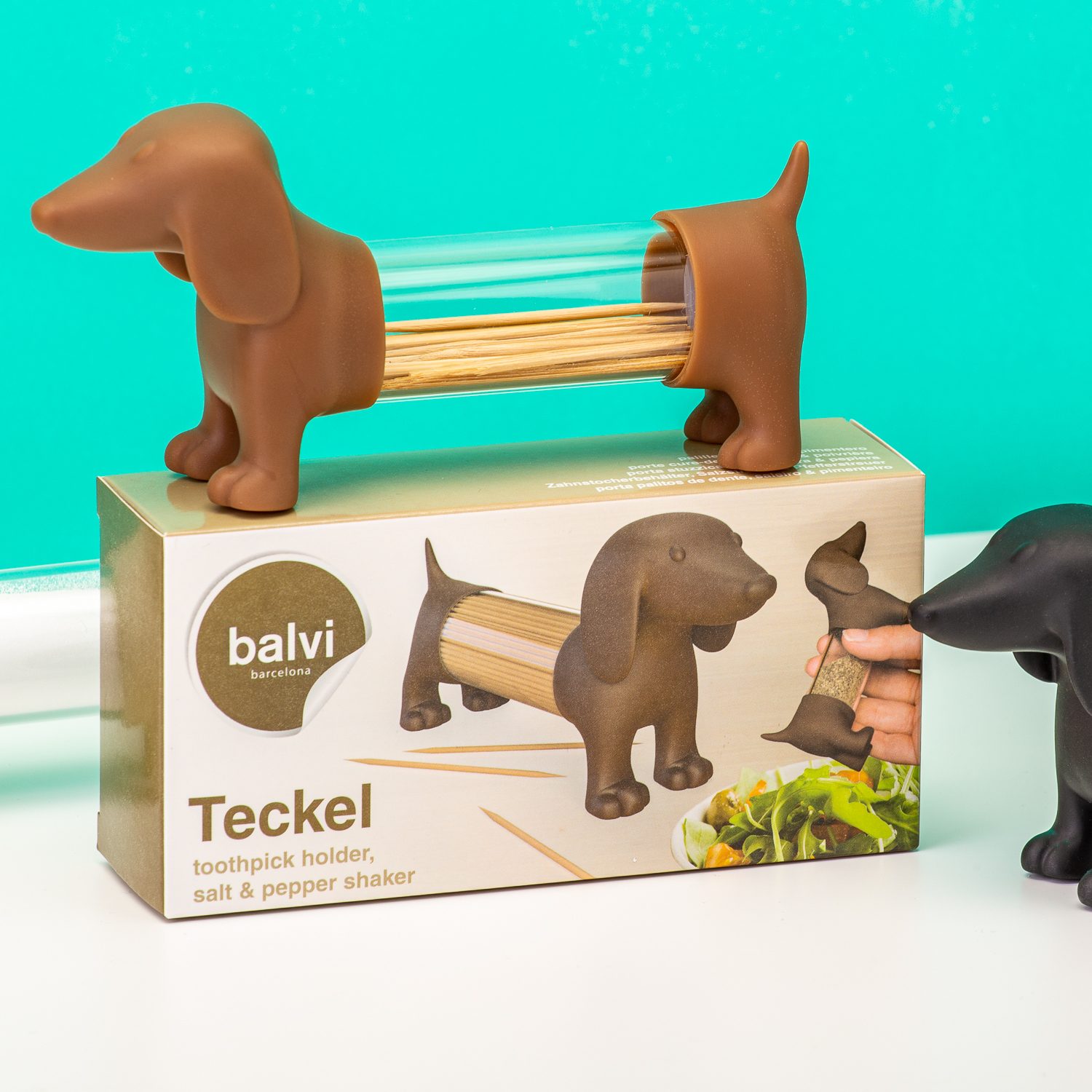 Teckel Cocktailprikkerhouder - Bruin - Balvi