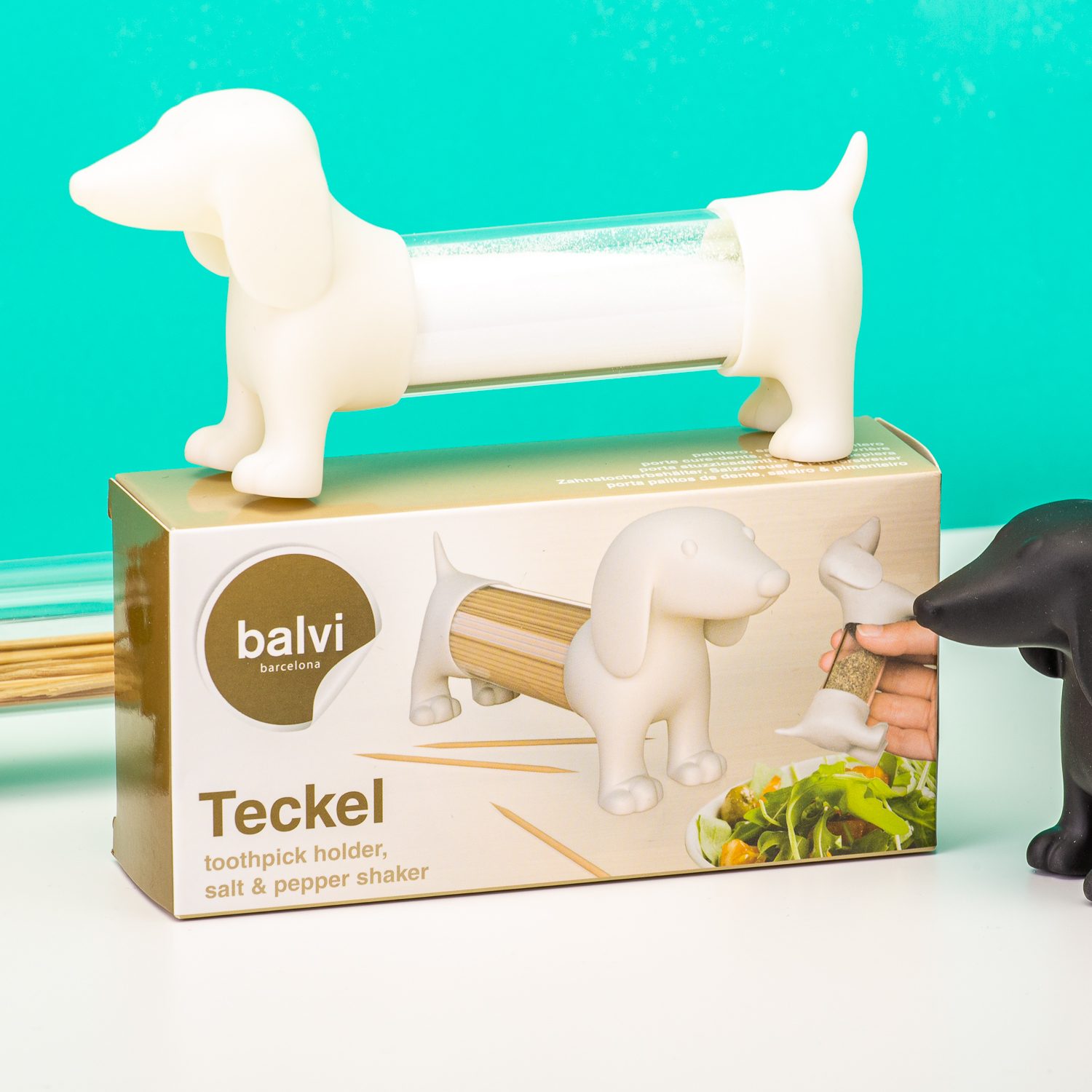 Teckel Cocktailprikkerhouder - Wit - Balvi
