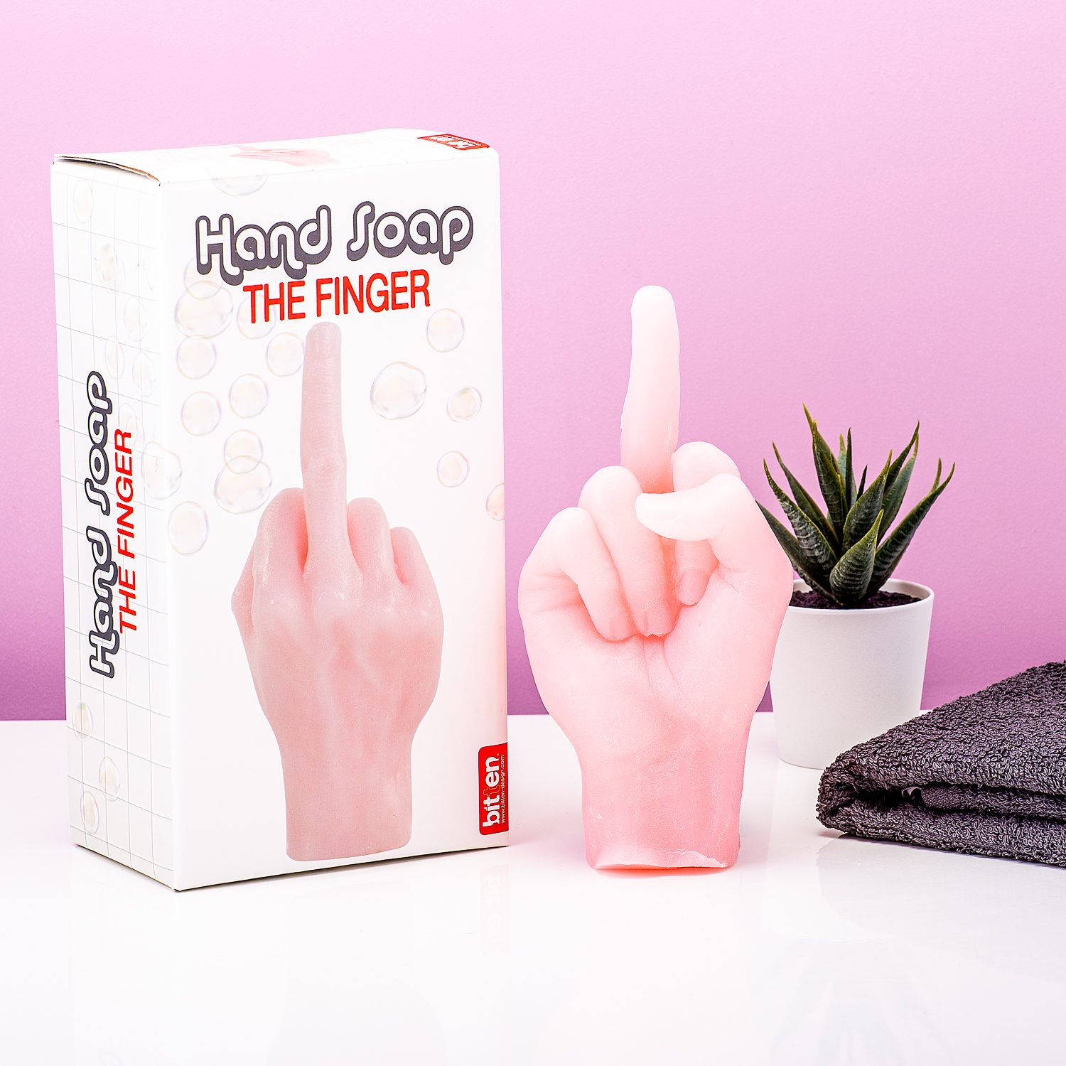 Handzeep Middelvinger - Roze - Bitten