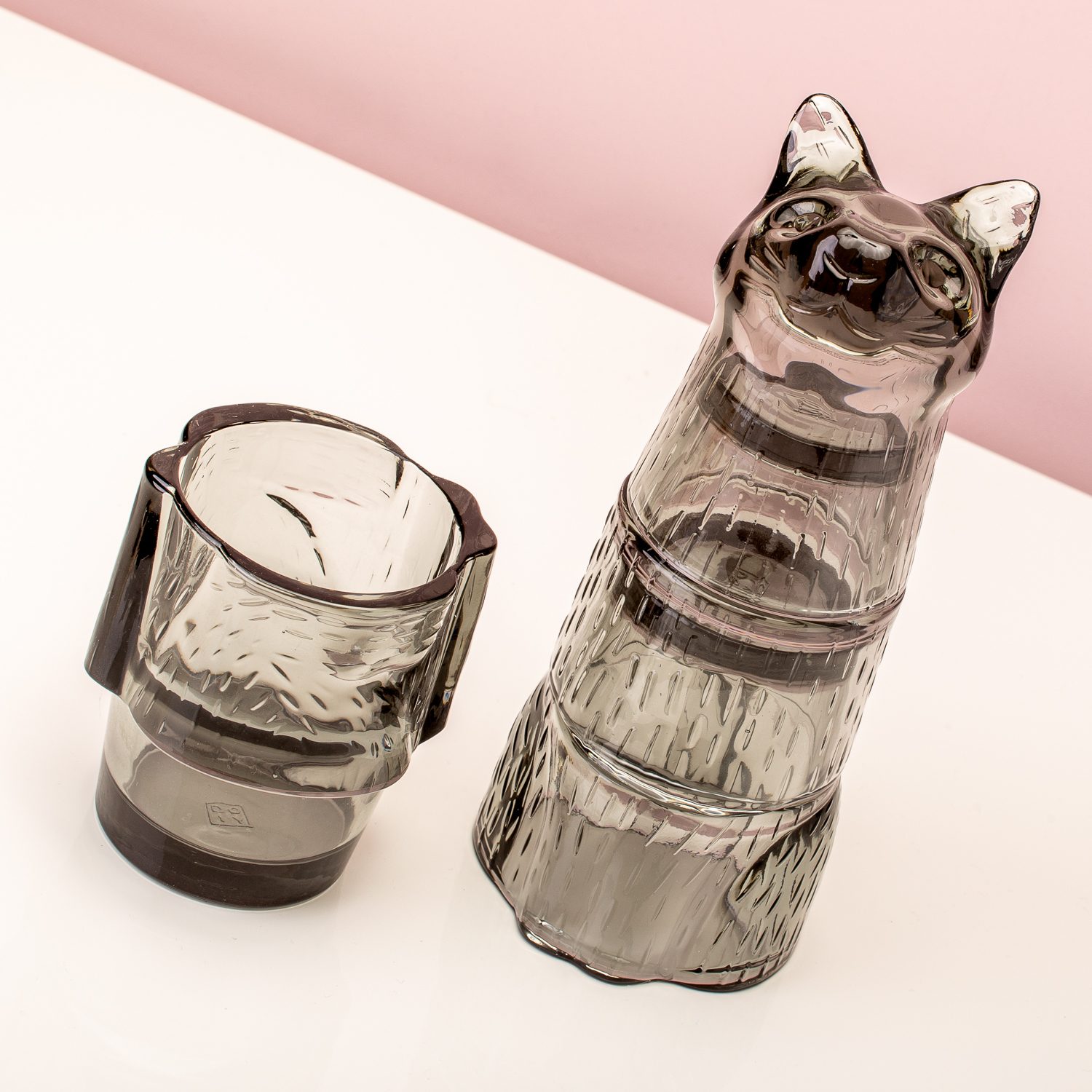 Kitty Stapelbare Glazen (Set Van 4) - Zwart - DOIY