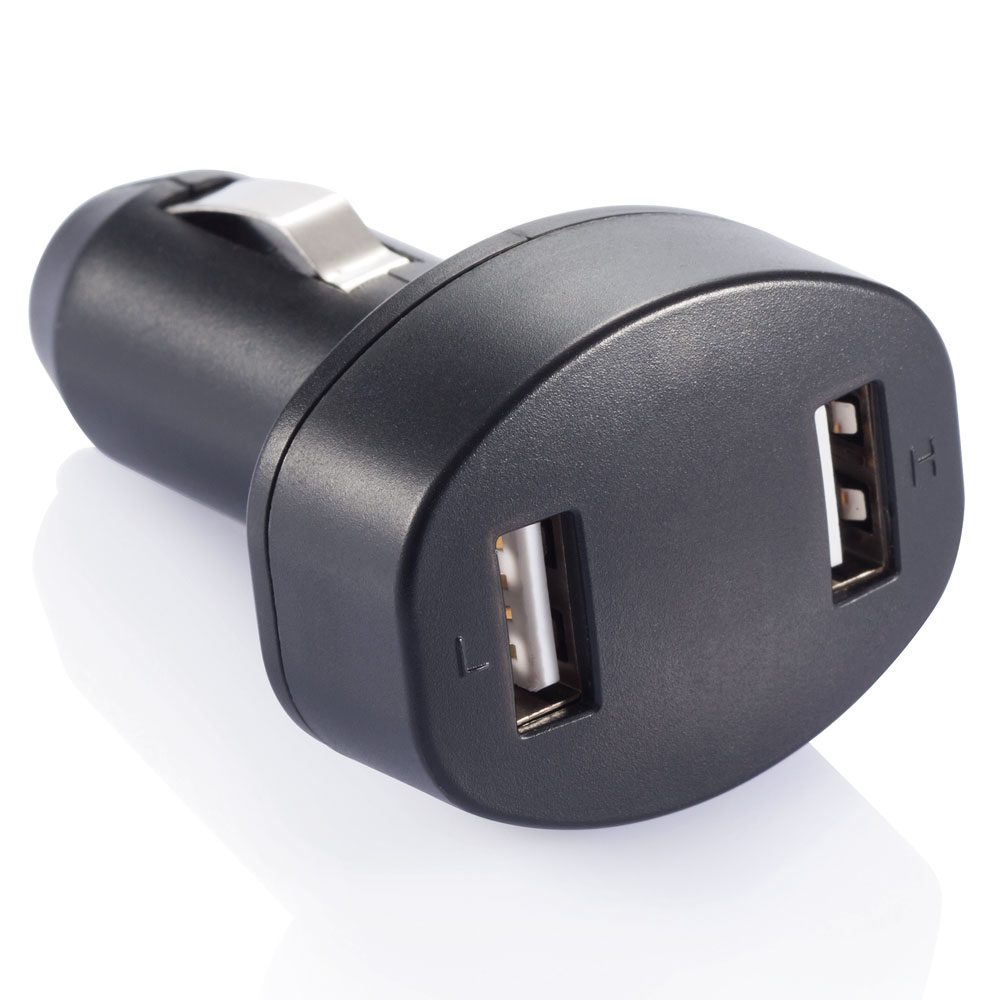 Dubbele Usb Autolader - Zwart - LOOOQS