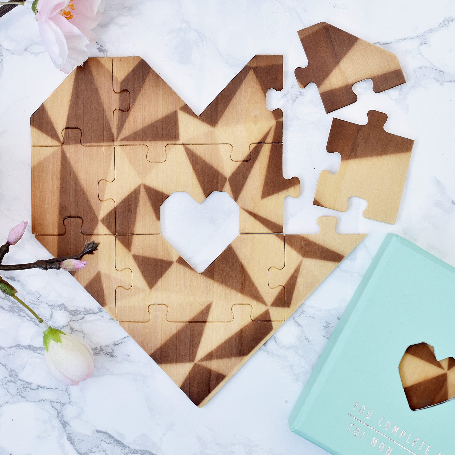 Houten Hart Puzzel - Mint Groen - Luckies