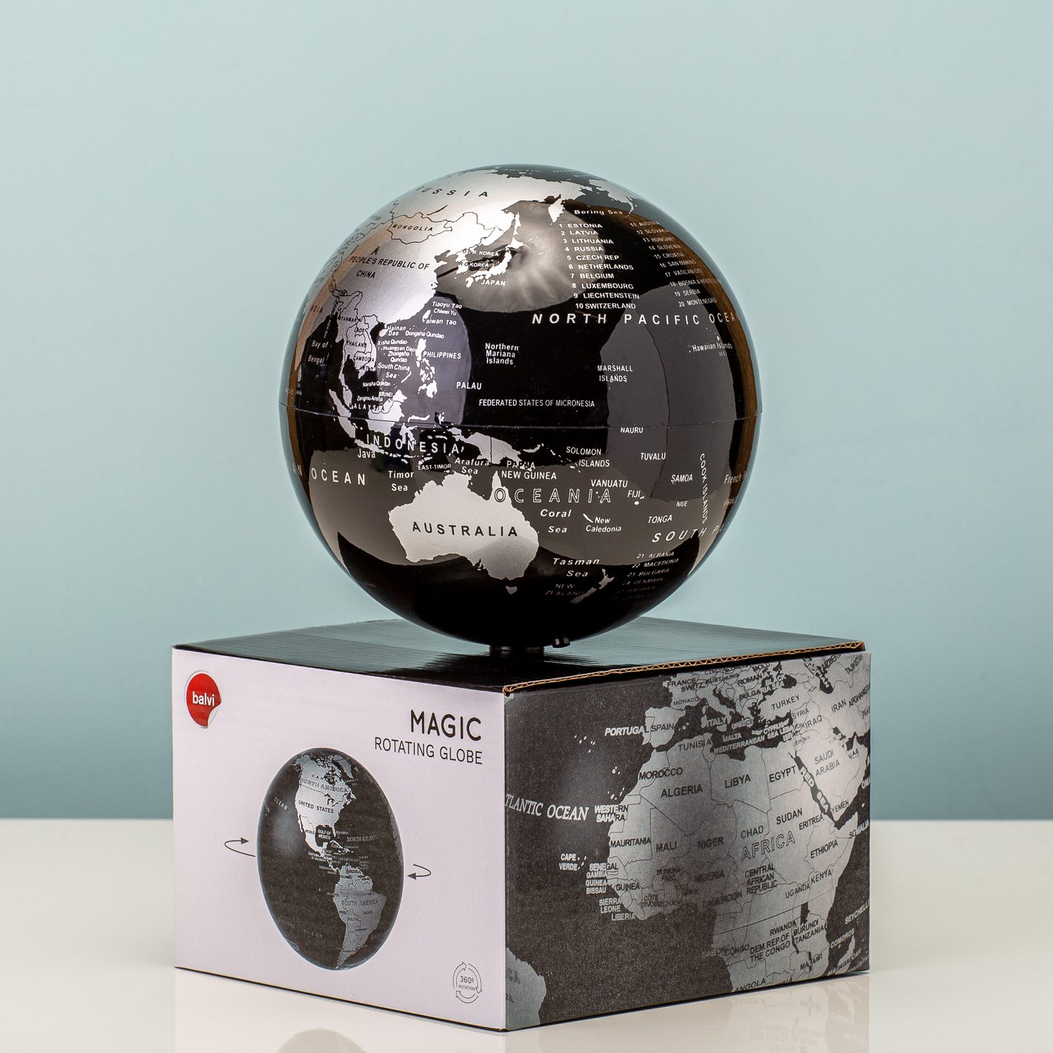 Magisch Draaiende Globe - Zwart - Balvi