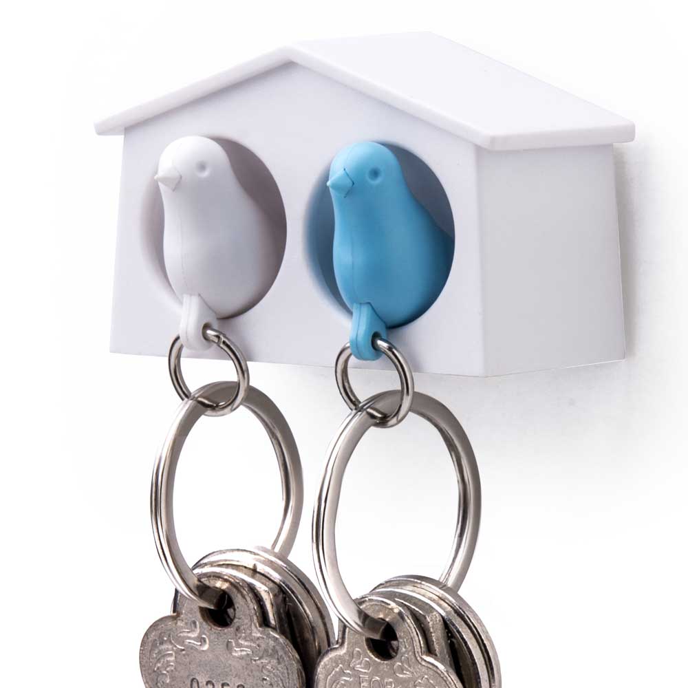 Mini Sparrow Duo Sleutelhanger - Wit/Blauw - Qualy
