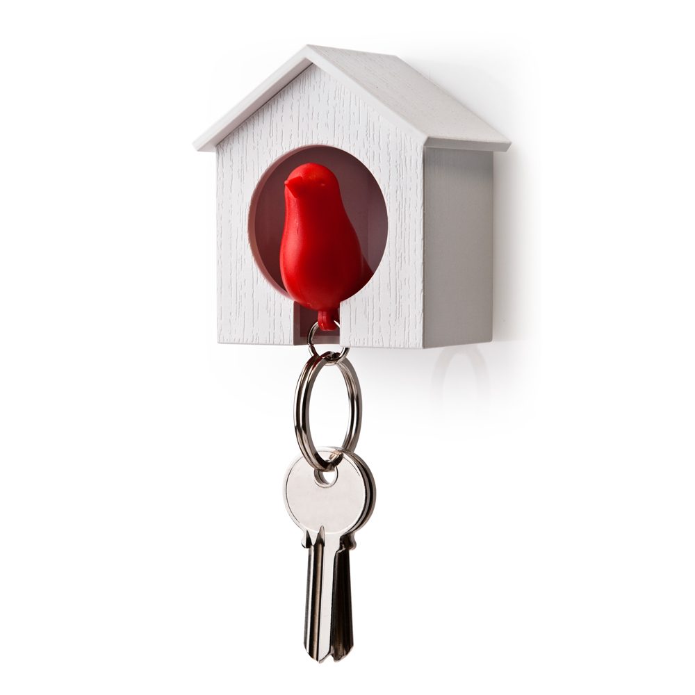 Sparrow Sleutelhanger - Wit/Rood - Qualy